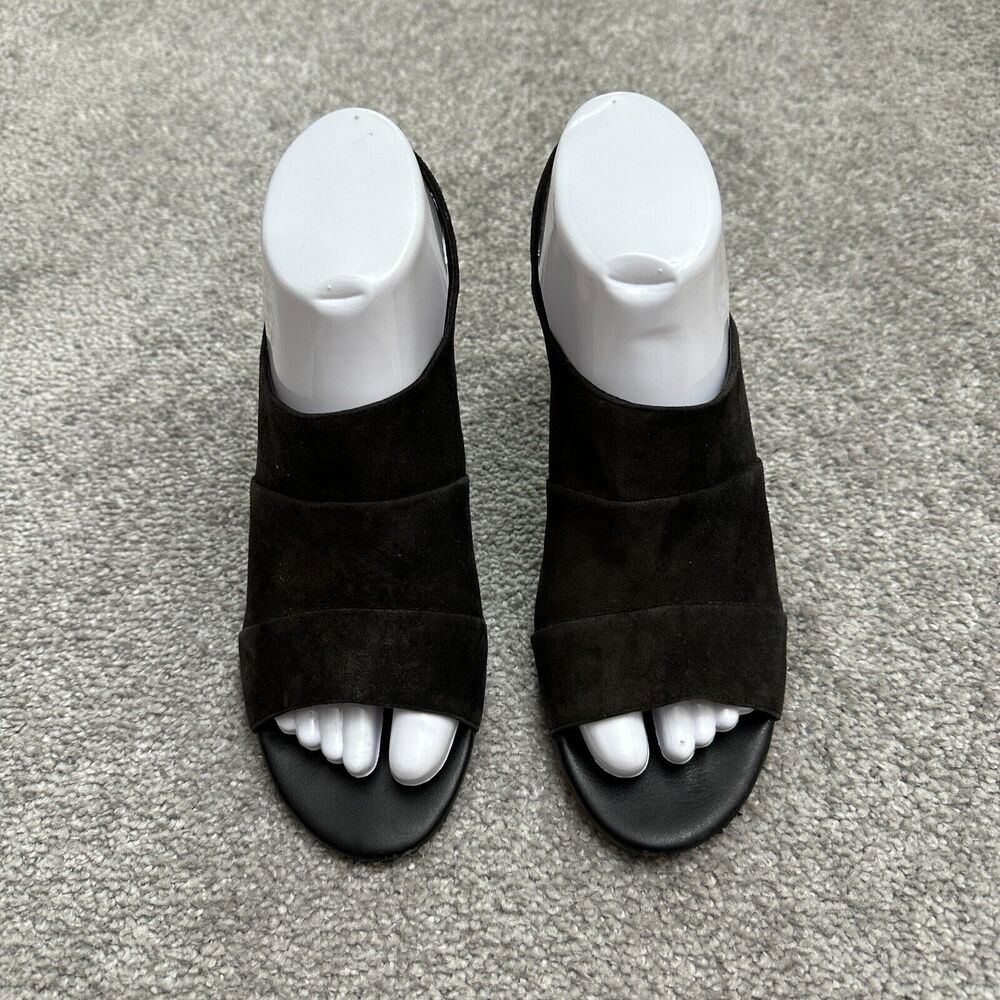 Clarks Artisan Suede Leather Slingback Sandals Womens 7 Black Open Toe Cuban